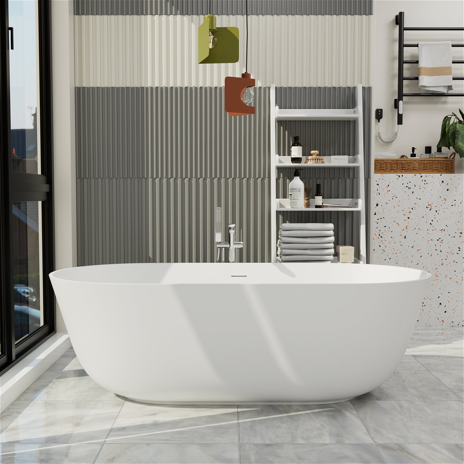 Freistehende Badewanne 170 cm – Mattweiß & Elegant