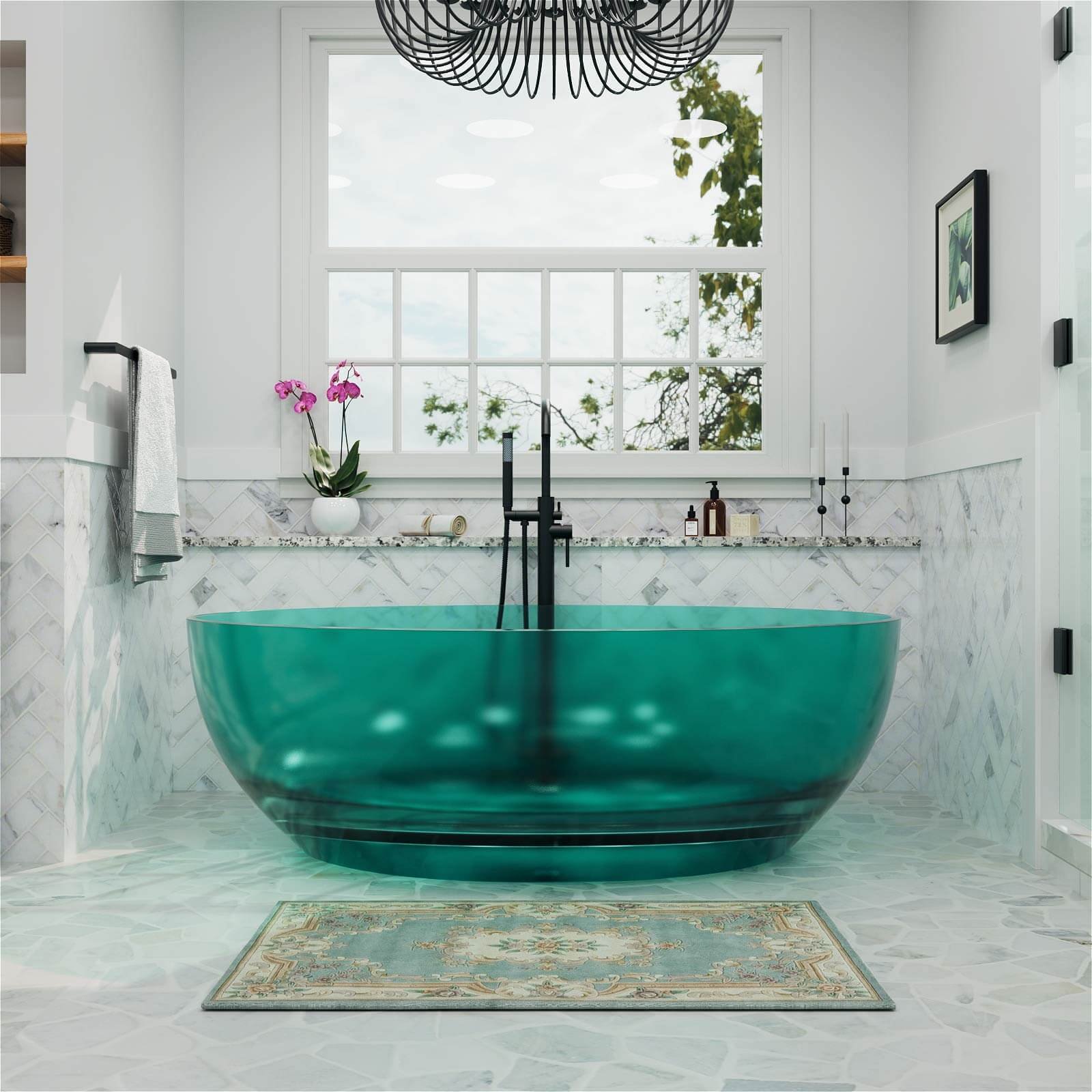 Romantische Transparente Badewanne für Zwei