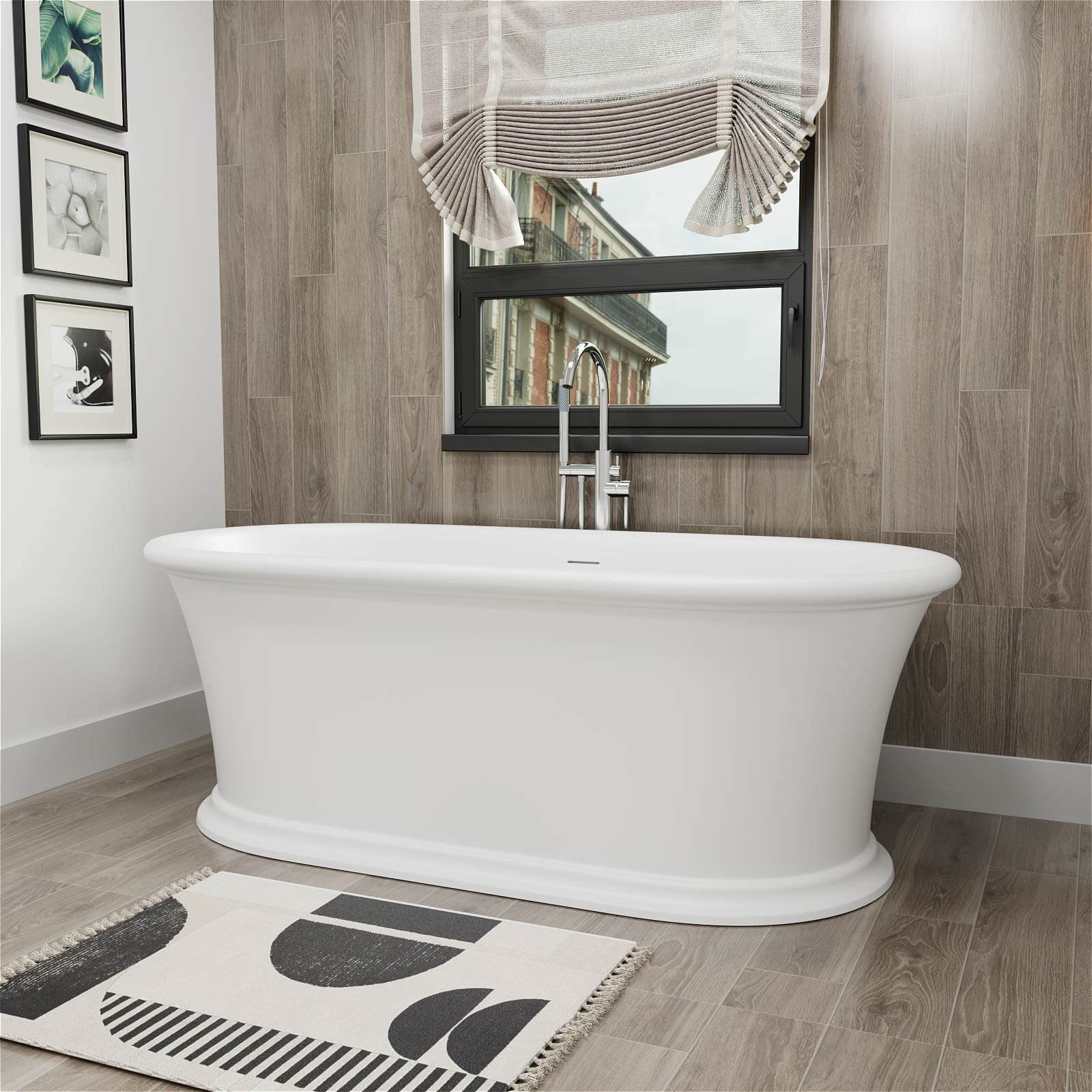 Freistehende Design-Badewanne 170 cm mit Sockel – Doppelseitig – Bild 5