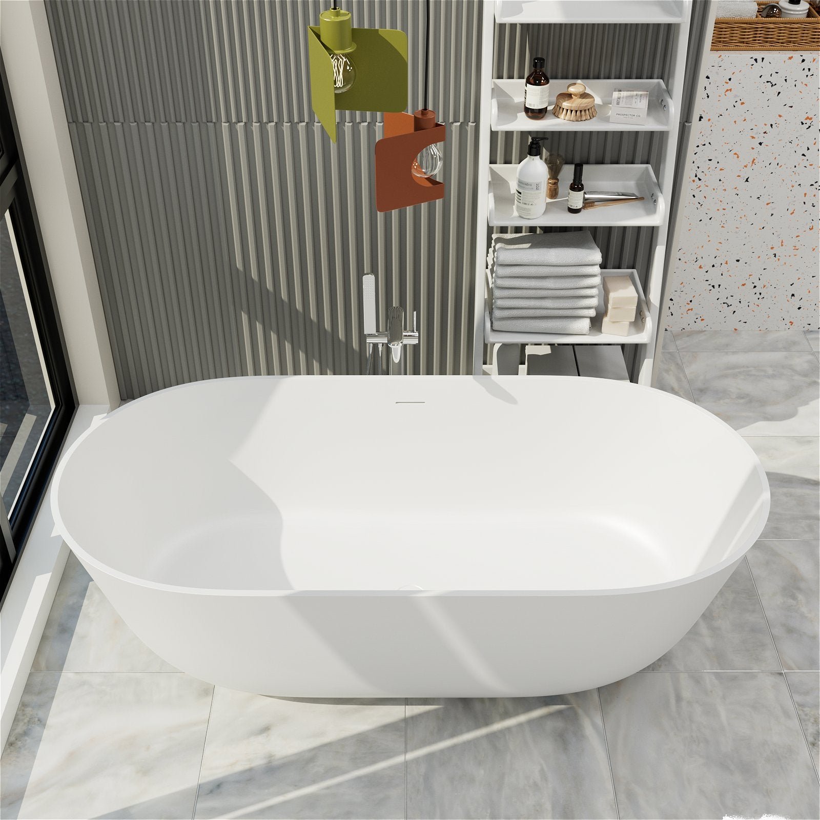Freistehende Badewanne 170 cm – Mattweiß & Elegant – Bild 2