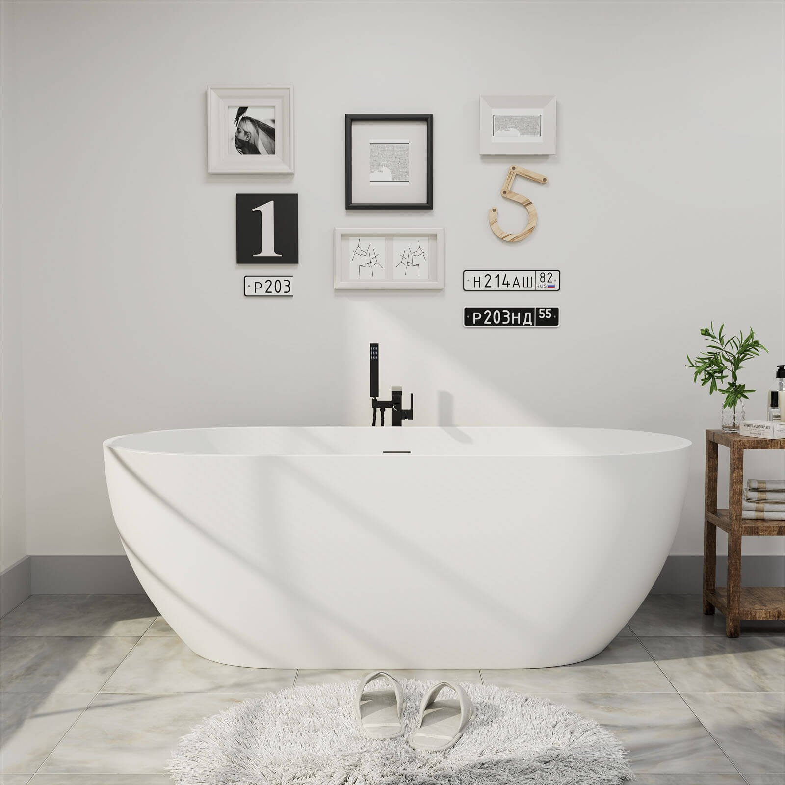 Freestanding Oval Bathtub in