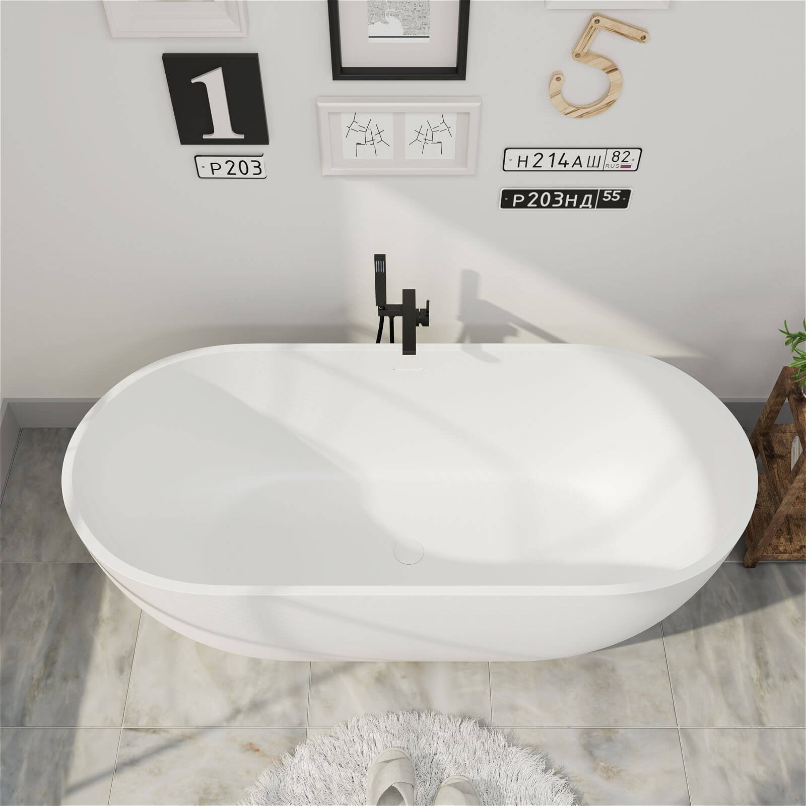 Freestanding Oval Bathtub in – view 2