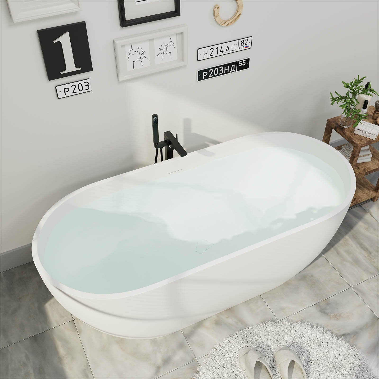 Freestanding Oval Bathtub in – view 3
