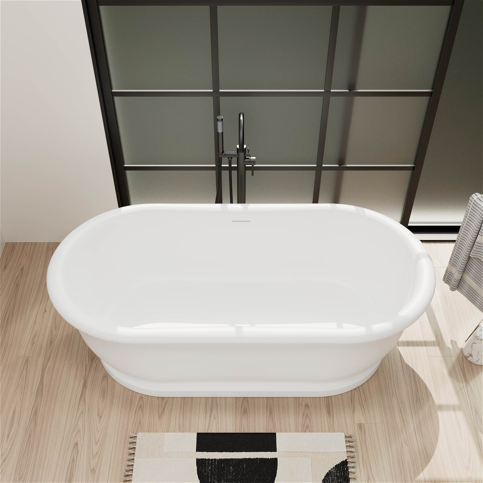 Freistehende Badewanne "Opulence" – Mattweiß, 170 cm – Bild 3