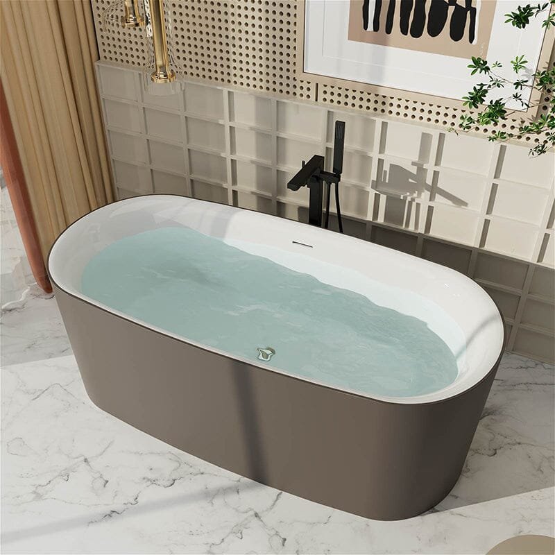 59" Ovale Badewanne aus Solid Surface – Braun – Bild 5