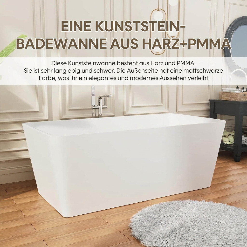Freestanding Mineral Cast Bath – view 4