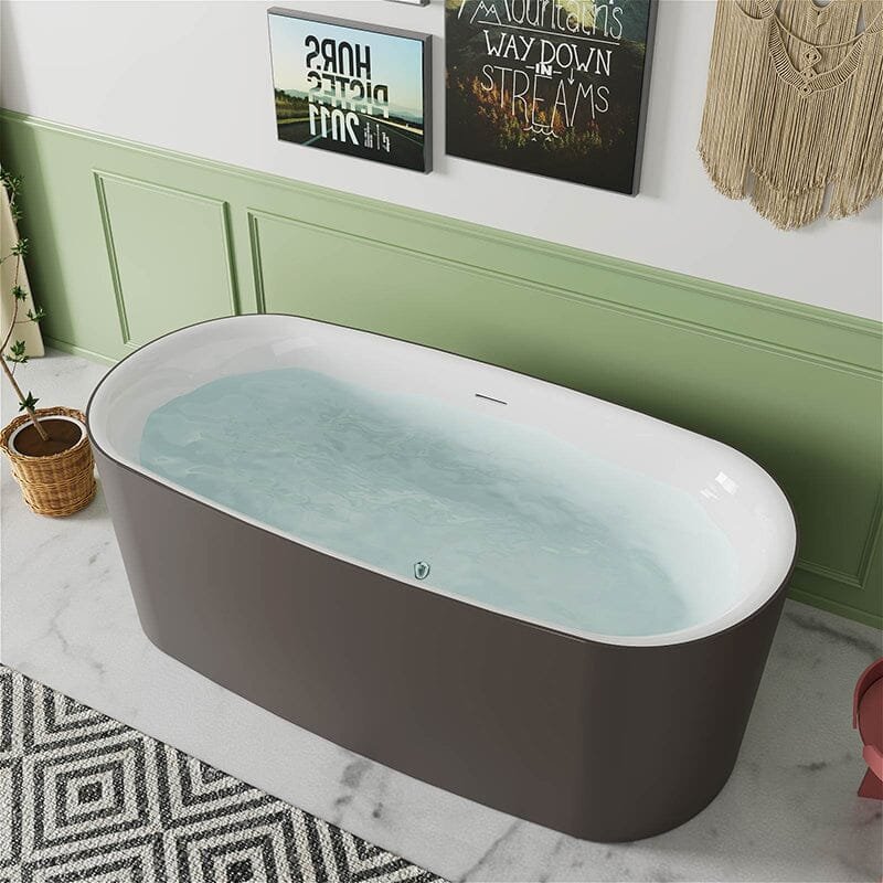 59" Ovale Badewanne aus Solid Surface – Braun – Bild 2