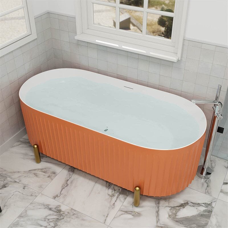 Freistehende Oval-Badewanne „AquaLuxe“ – Geriffeltes Design – Bild 2