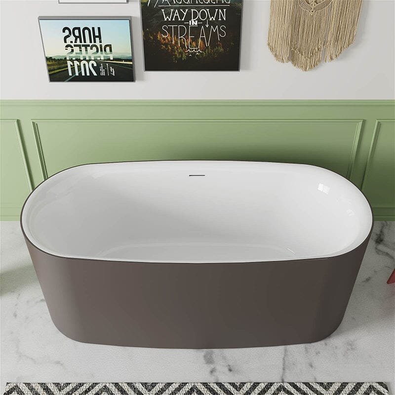 59" Ovale Badewanne aus Solid Surface – Braun – Bild 3