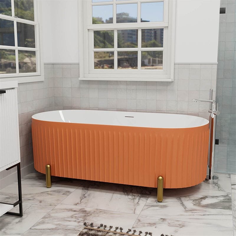 Freistehende Oval-Badewanne „AquaLuxe“ – Geriffeltes Design – Bild 3
