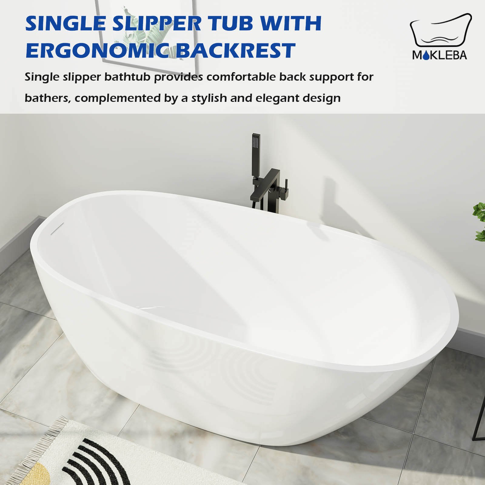 Freistehende Acryl-Badewanne 'Ei-Design' 150 cm – Bild 5