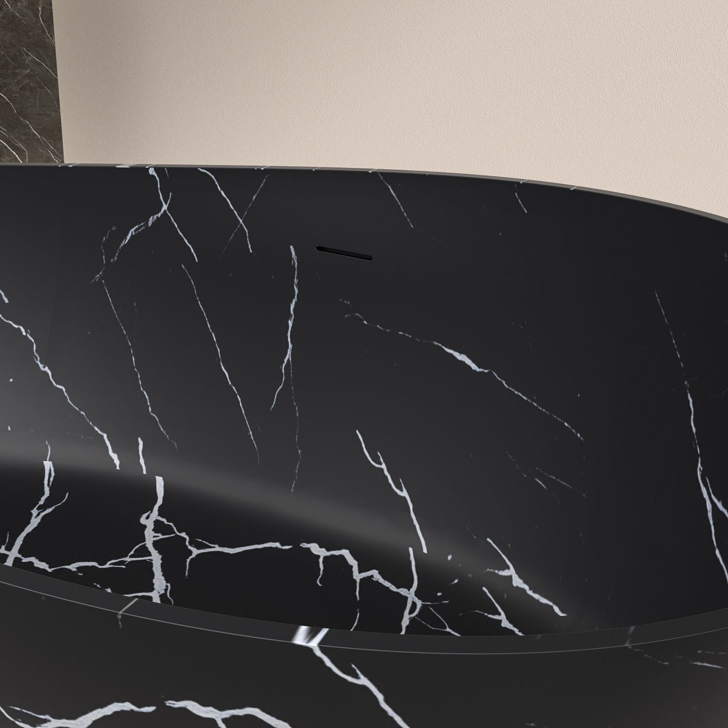 Freistehende Badewanne Schwarz – Luxus Wellendesign – Bild 4
