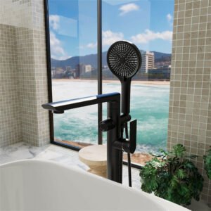 Freestanding Bath Tap in Black with Hand Shower – Luxury for Your Bath