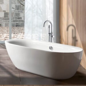 Freistehende Badewannenarmatur Chrom mit Handbrause