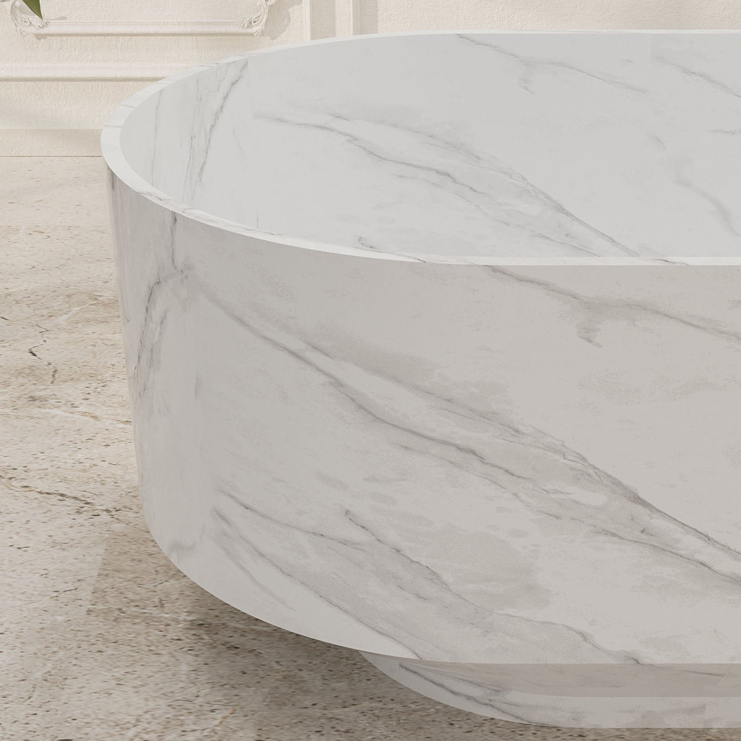 Freistehende Badewanne "Marmor-Traum" Mattweiß Oval – Bild 3