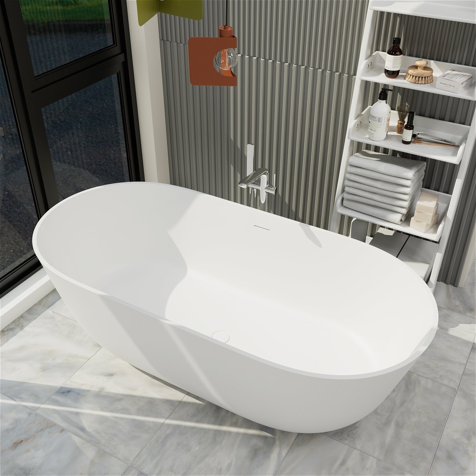 Freistehende Badewanne 170 cm – Mattweiß & Elegant – Bild 4