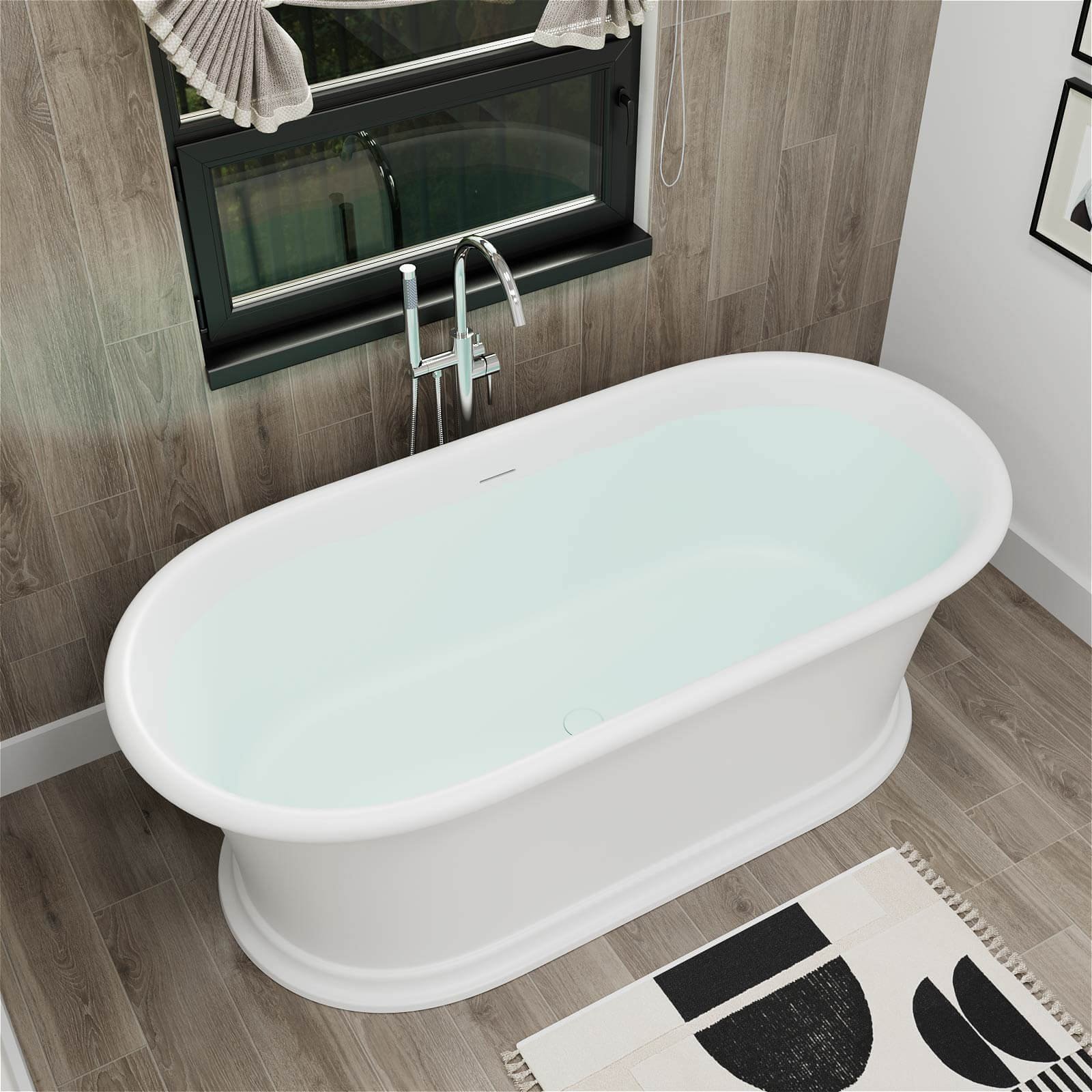 Freistehende Design-Badewanne 170 cm mit Sockel – Doppelseitig – Bild 4