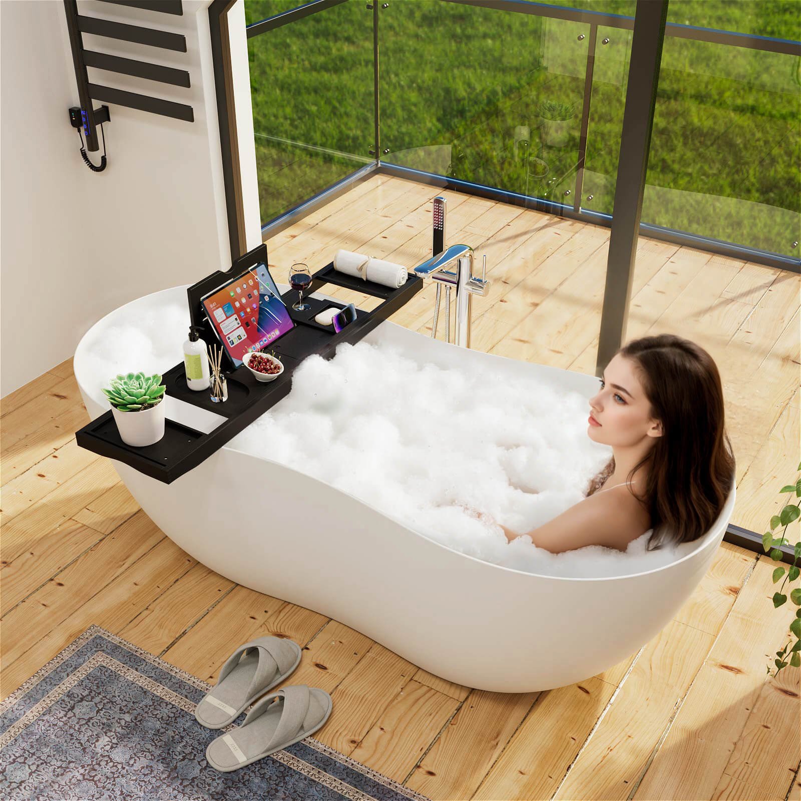 Designer Duo-Badewanne freistehend – Solid Surface