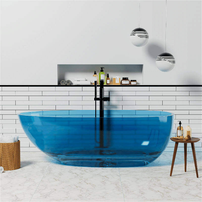 Transparenter Designer Standbadewanne aus Harz - Oval