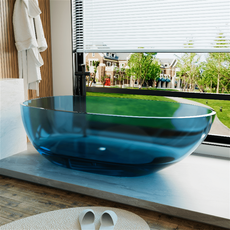 Transparenter Designer Standbadewanne aus Harz - Oval – Bild 3