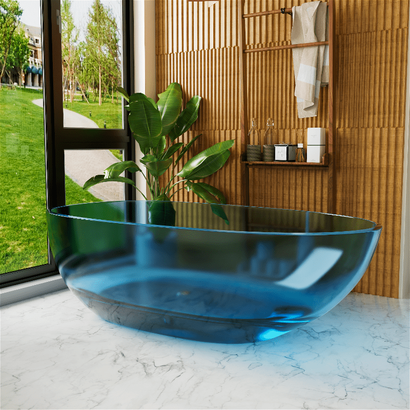 Transparenter Designer Standbadewanne aus Harz - Oval – Bild 4