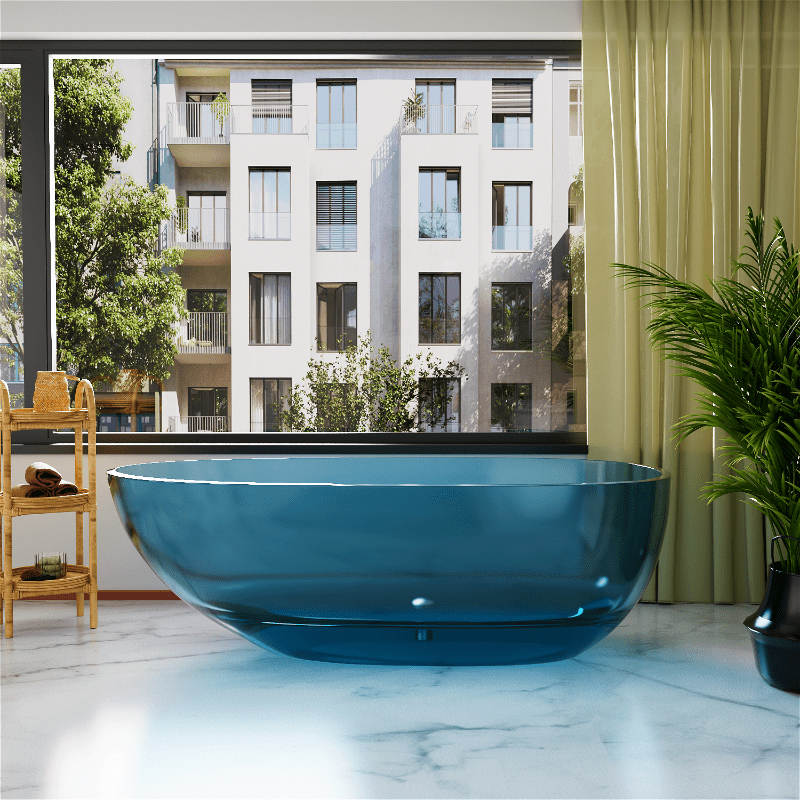 Transparenter Designer Standbadewanne aus Harz - Oval – Bild 5