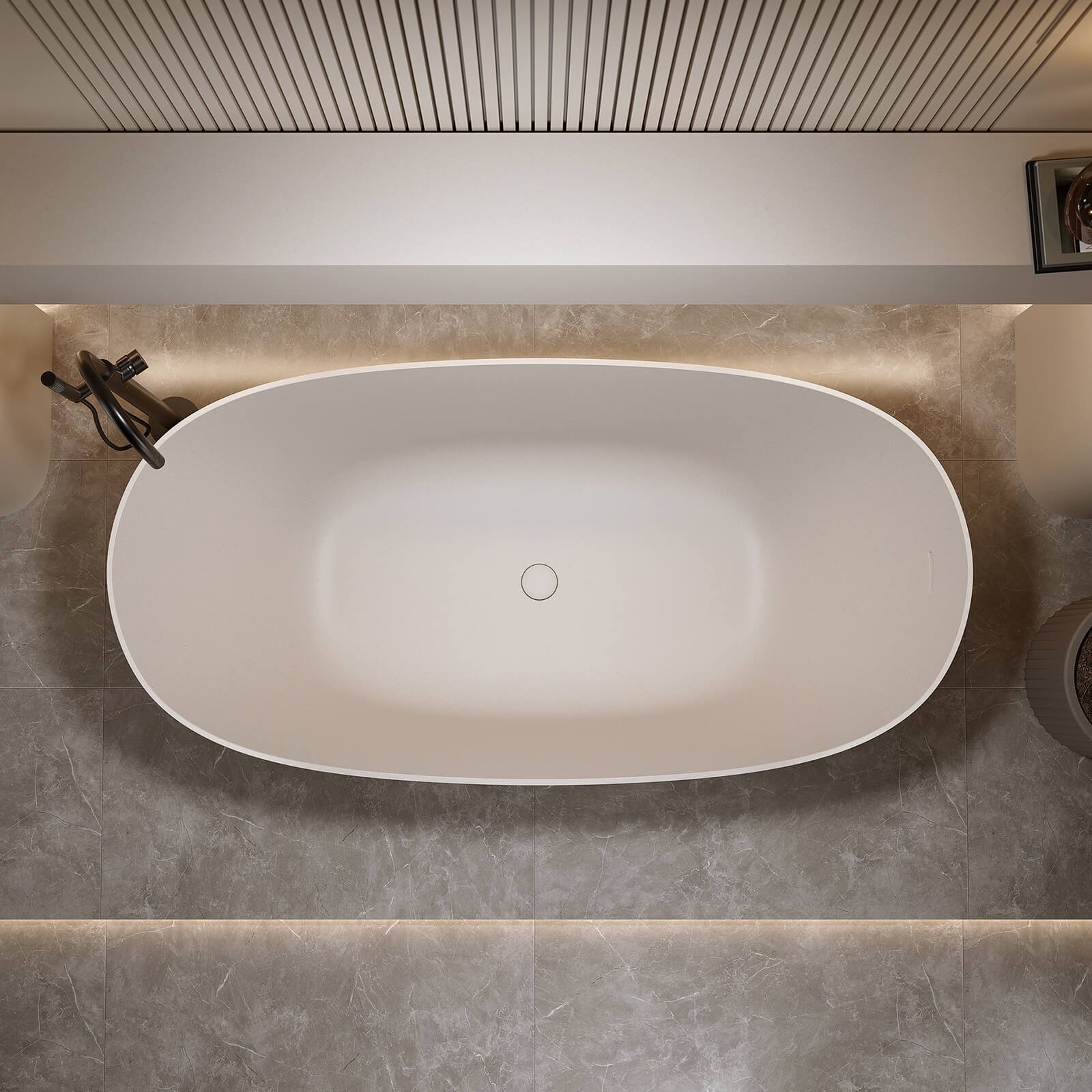 Freistehende Solid Surface Badewanne "Serenity" Beige – Bild 3