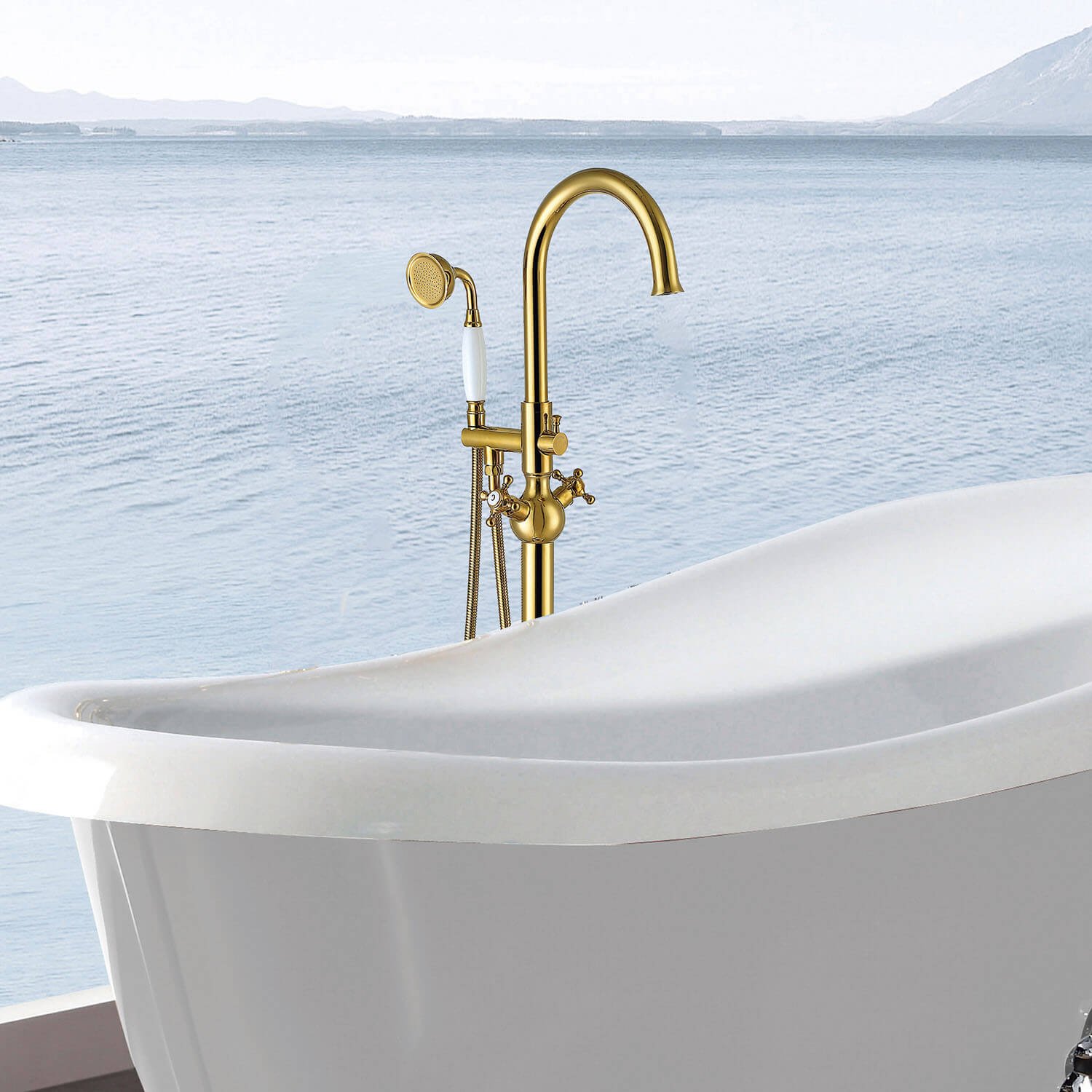 Freestanding Gold Bath Tap – view 1