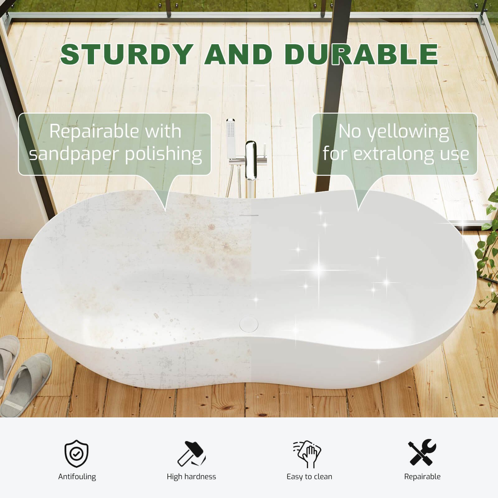 Designer Duo-Badewanne freistehend – Solid Surface – Bild 5