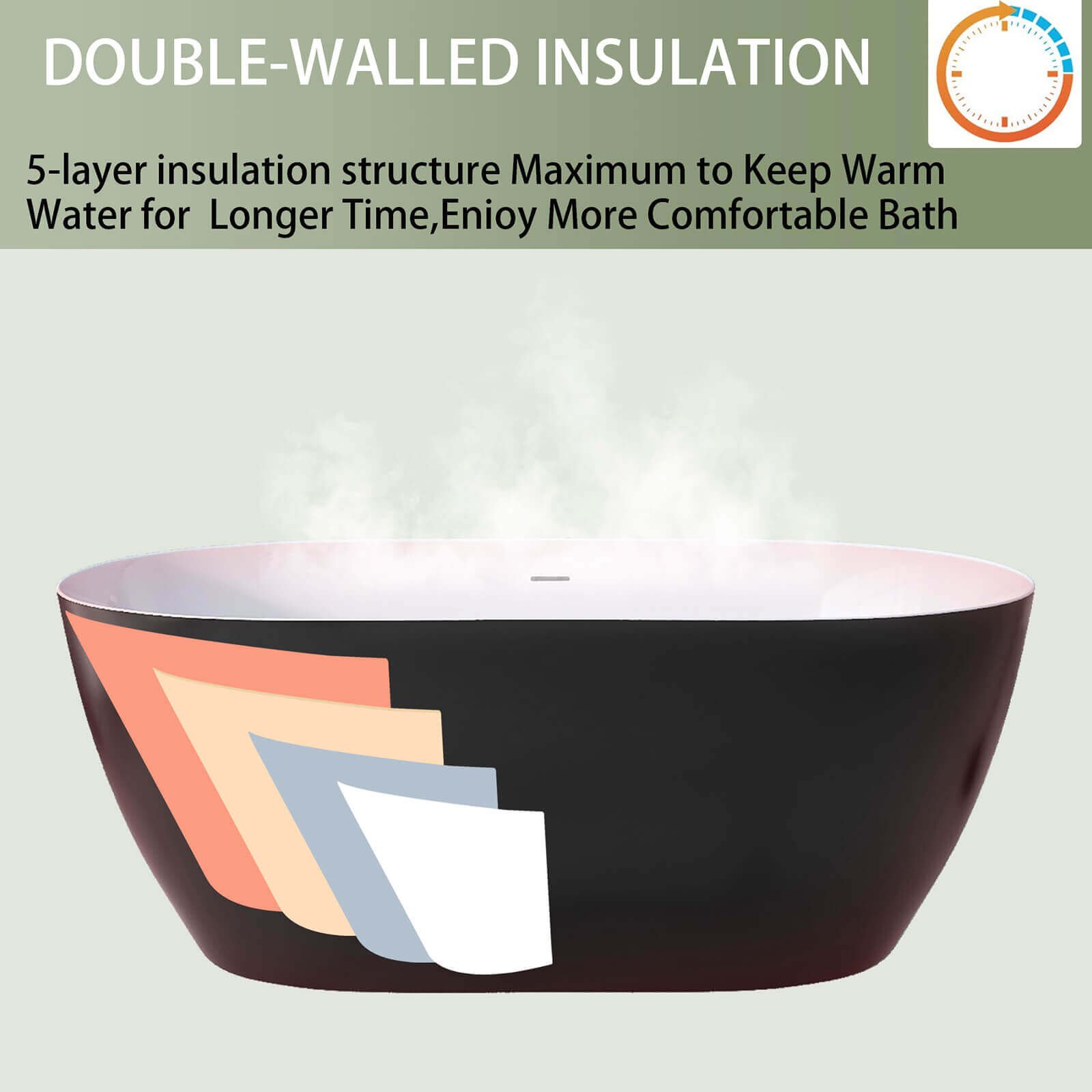 Oval Acrylic Bathtub – view 3