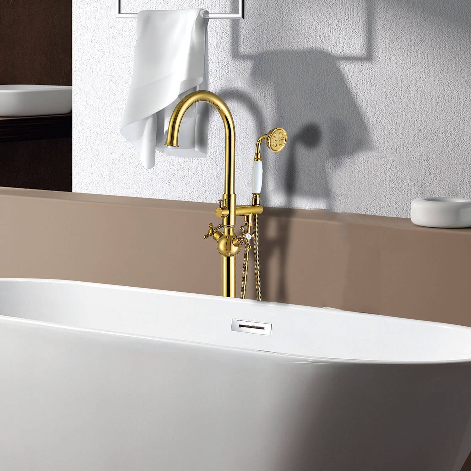 Freestanding Gold Bath Tap