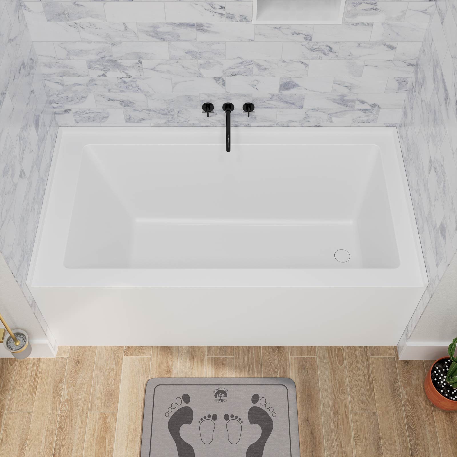 Premium Nischen-Badewanne – Edle Solid Surface Wanne – Bild 3