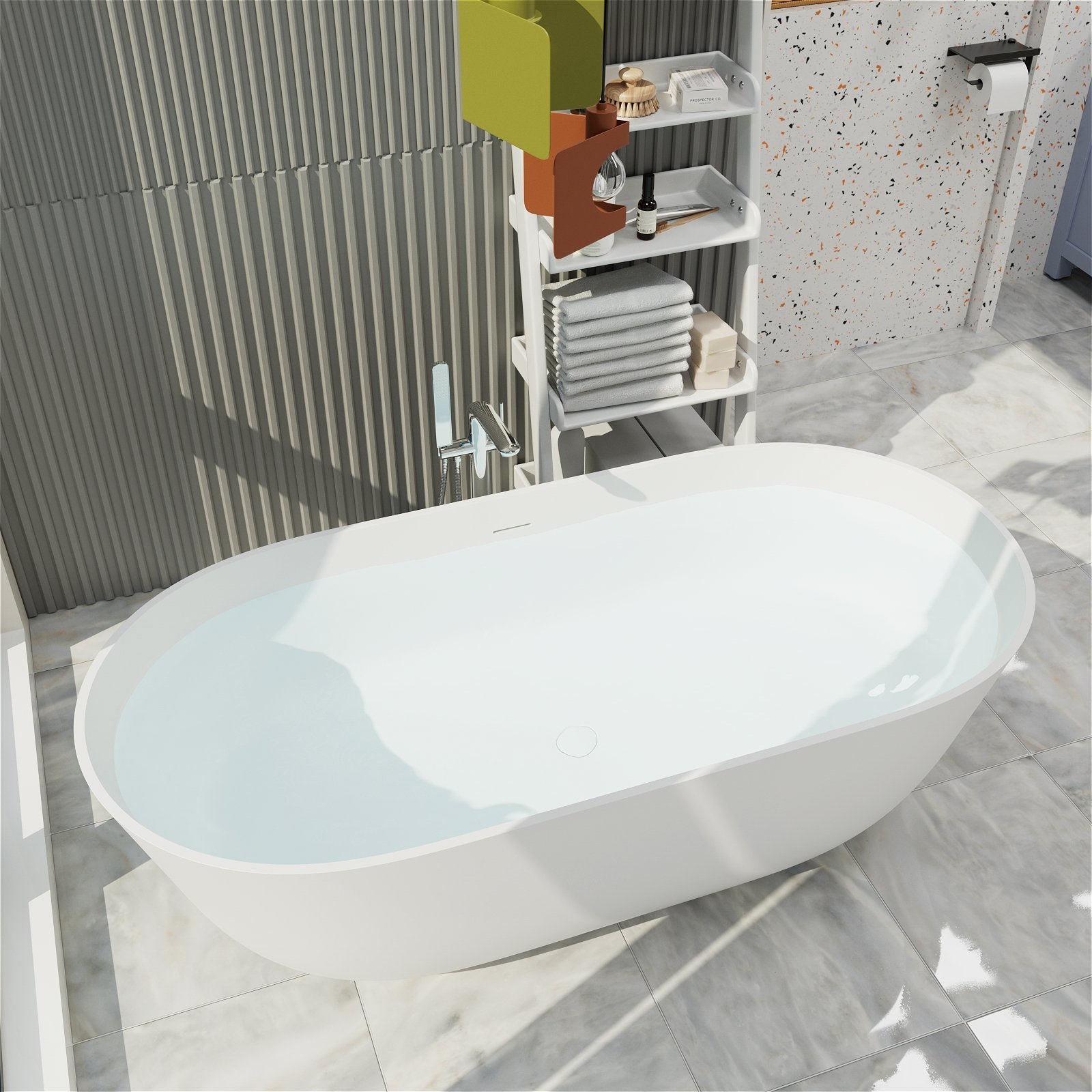 Freistehende Badewanne 170 cm – Mattweiß & Elegant – Bild 5