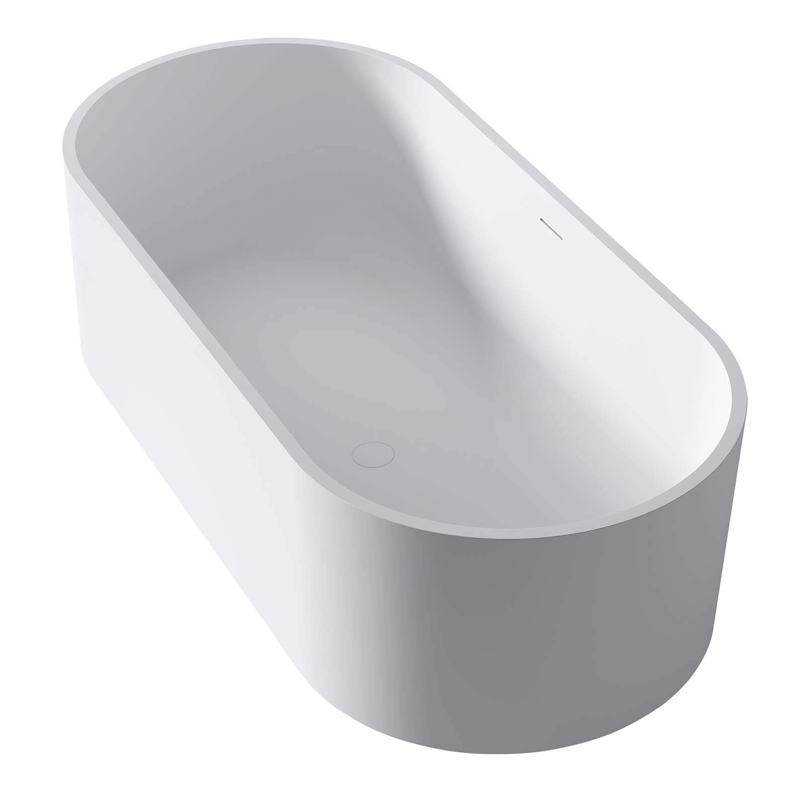 Freistehende Solid Surface Badewanne mit Standfuß, Weiß Matt – Bild 2