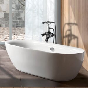 Retro Design Standarmatur Schwarz mit Handbrause