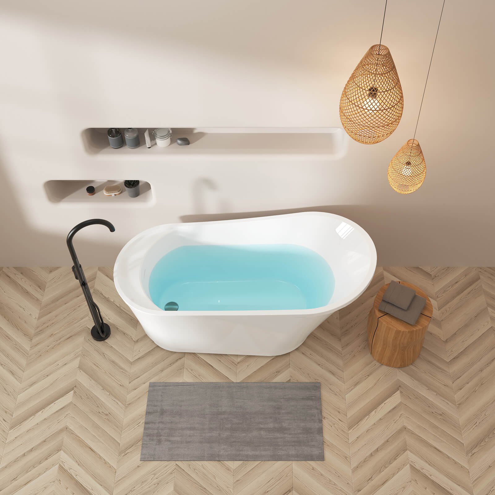 Freistehende Acryl-Slipper-Badewanne – 150 cm – Bild 3