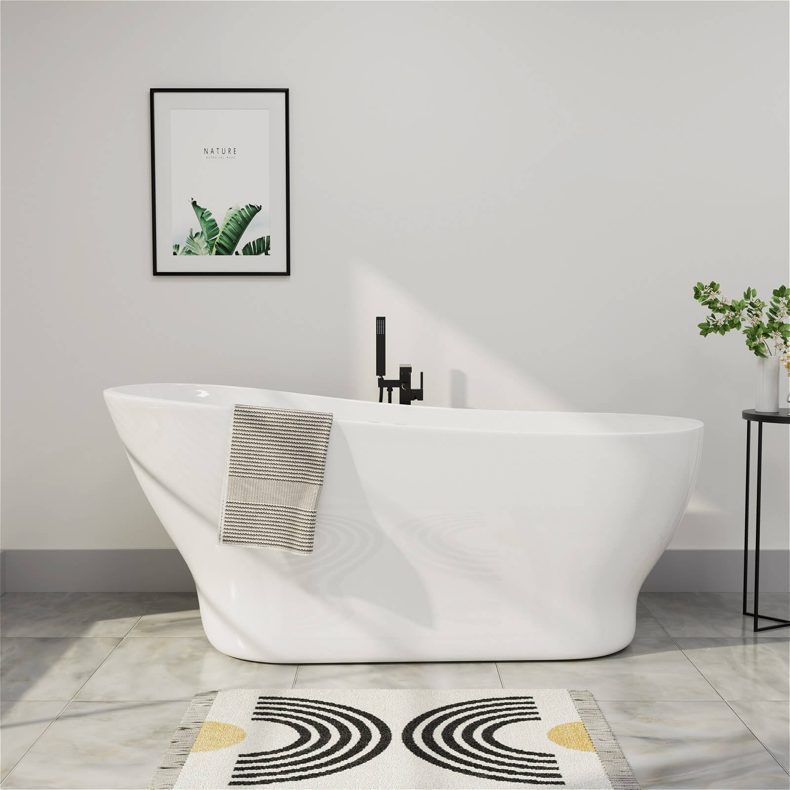 Freistehende Badewanne "Curva" Acryl – Slipper Design