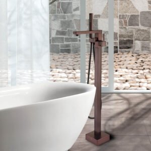Freistehende Badarmatur Bronze mit Handbrause