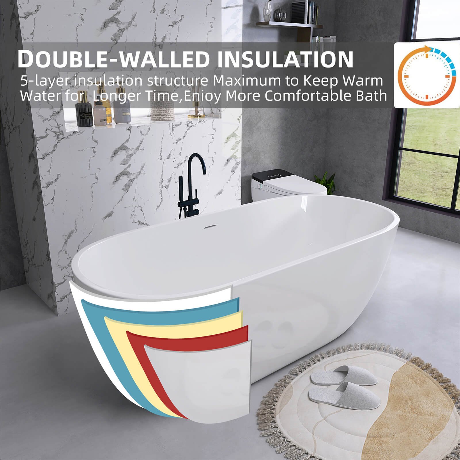 Premium Freestanding Acrylic Bath – view 3
