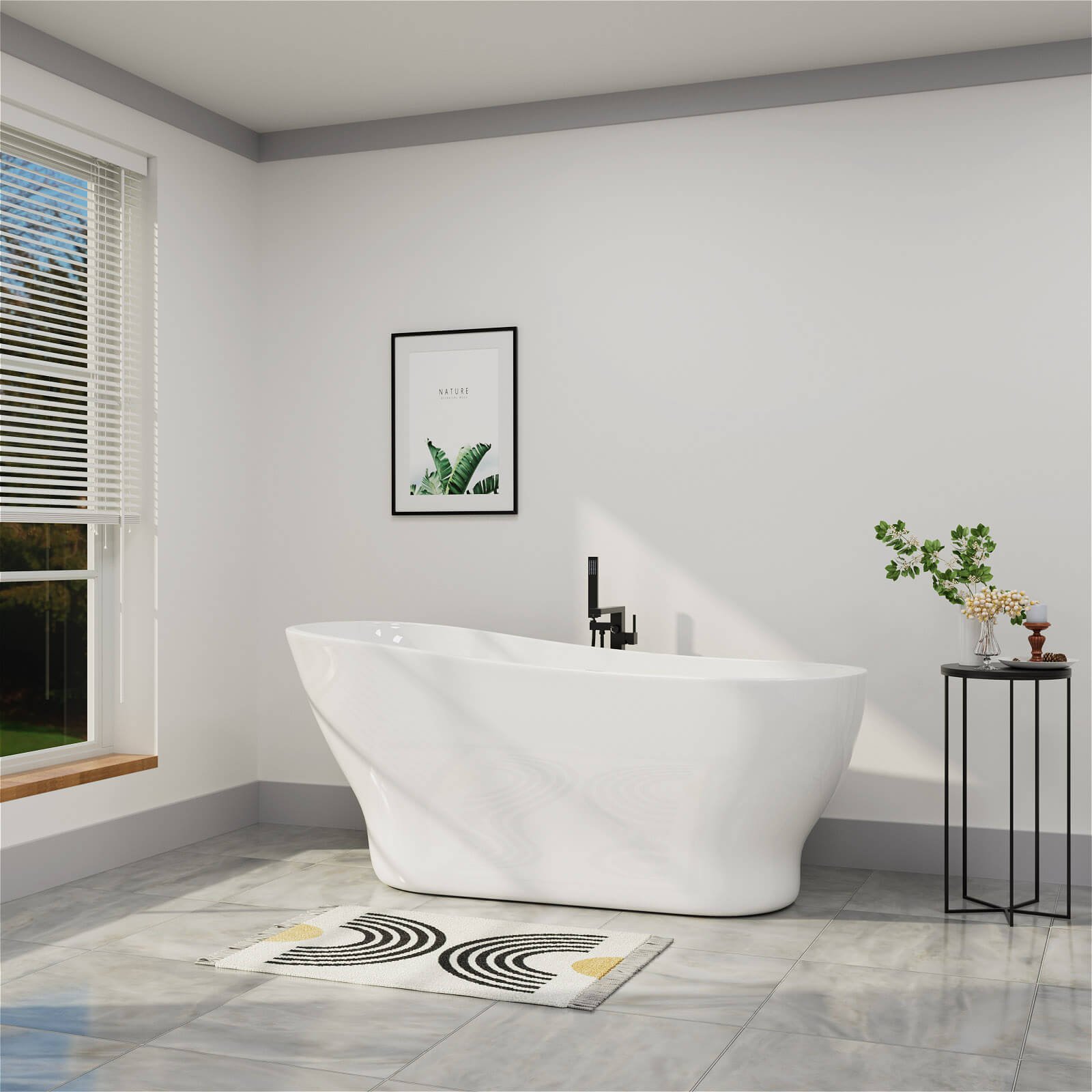 Freistehende Badewanne "Curva" Acryl – Slipper Design – Bild 5