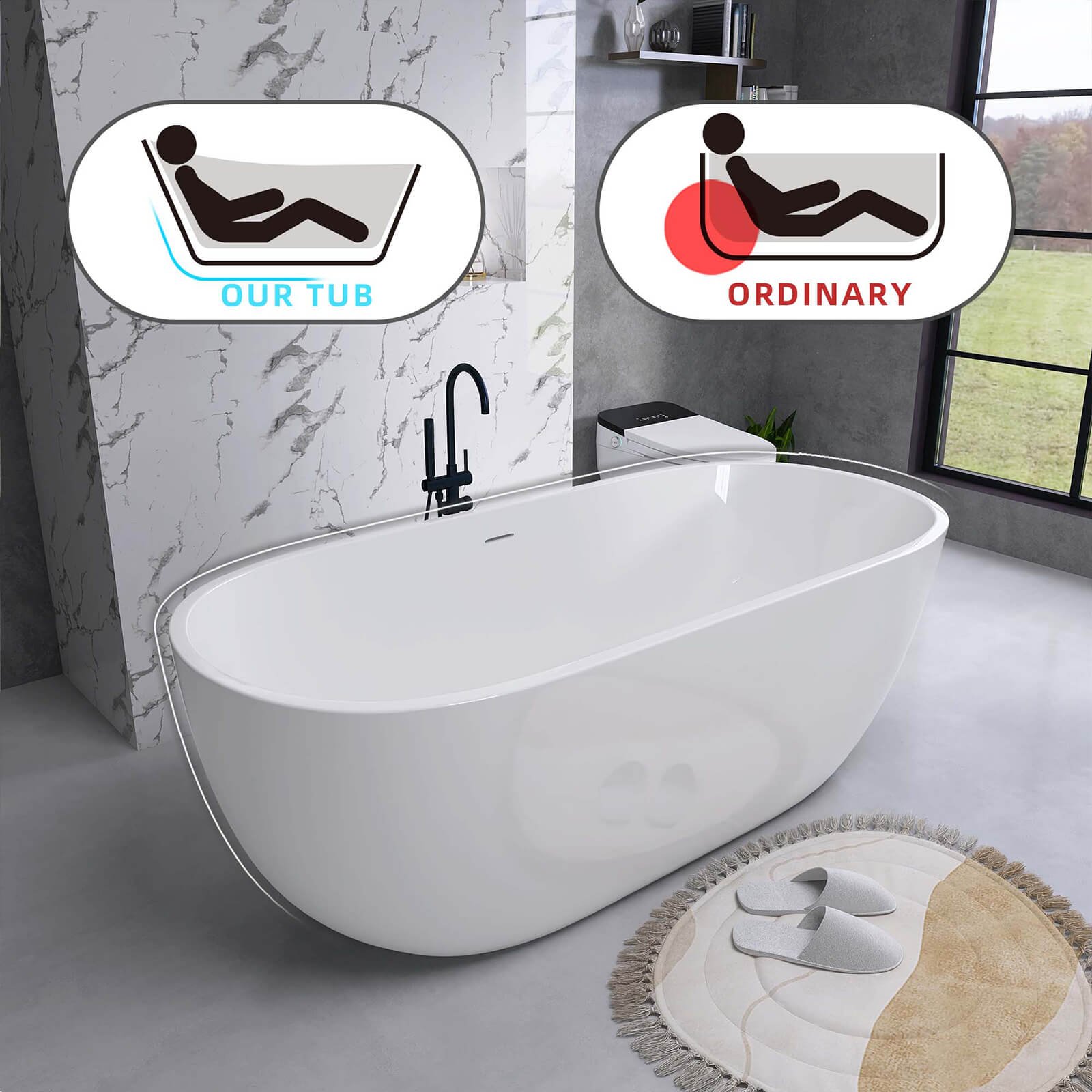 Premium Freestanding Acrylic Bath – view 4