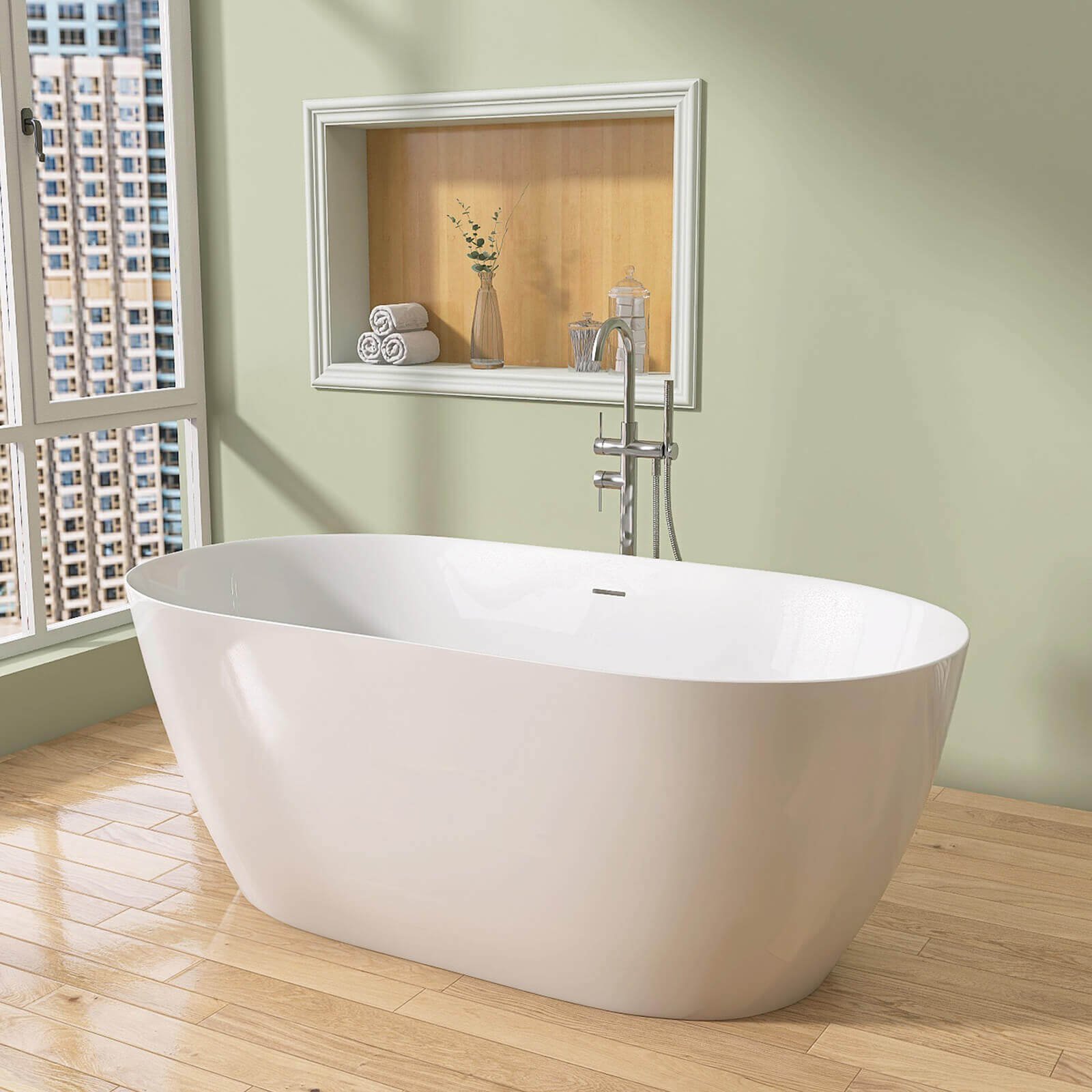 Freestanding Oval Acrylic Bathtub – view 2