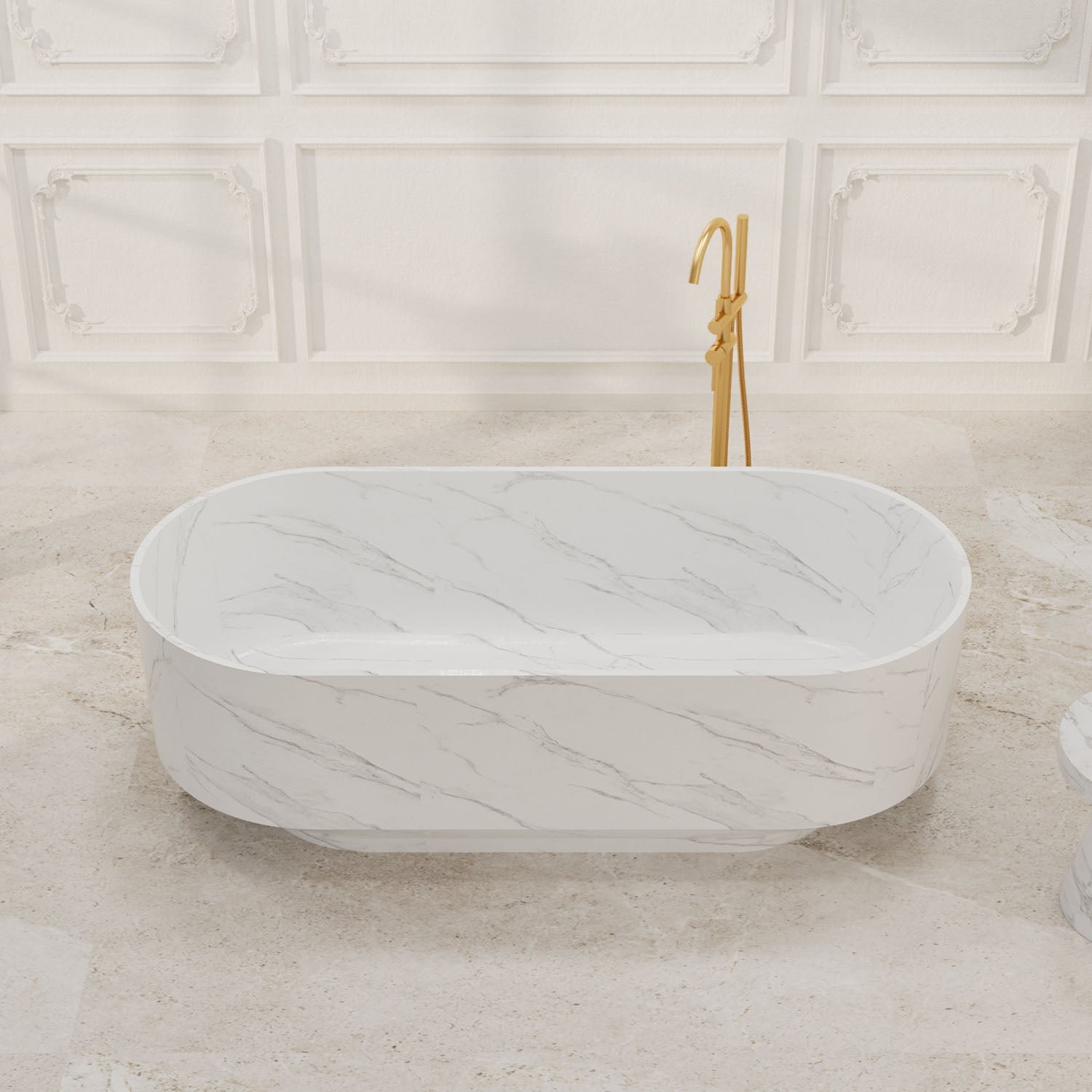 Freistehende Badewanne "Marmor-Traum" Mattweiß Oval – Bild 2