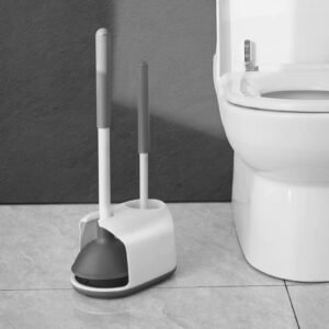 2-in-1 Toilet Cleaning Set: Brush & Plunger with Holder
