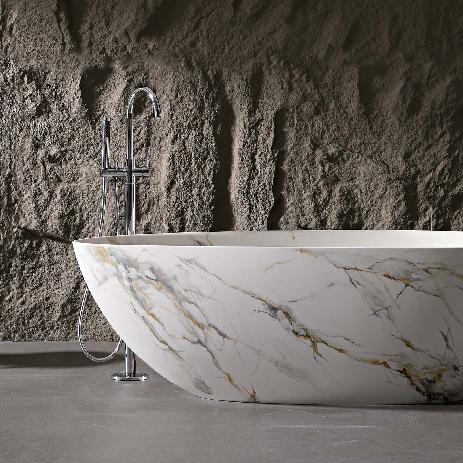 Design-Badewanne Freistehend Steinharz Marmor-Optik – Bild 4