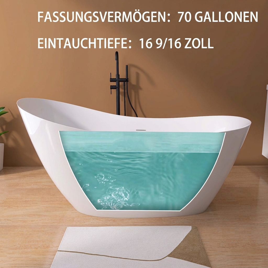 Acryl-Freistehbadewanne 165 cm – Ergonomisch & Elegant – Bild 2