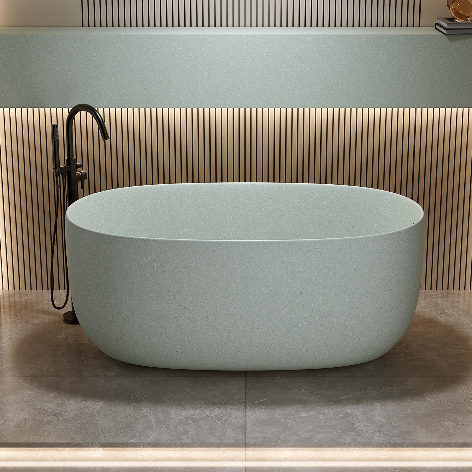 Freistehende Solid-Surface Badewanne – Türkisgrün Matt – Bild 3