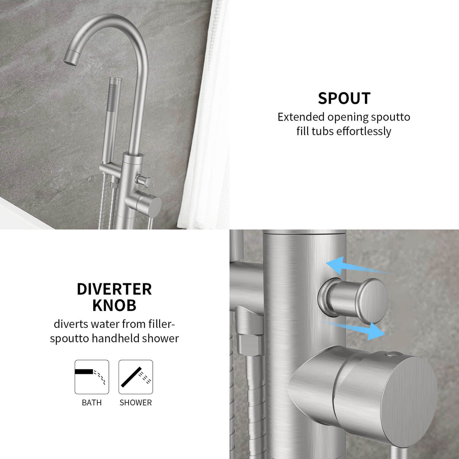 Freestanding Bath Mixer Tap – view 2