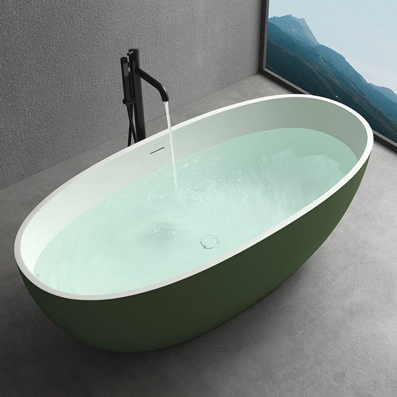 Freistehende Solid Surface Badewanne Oval – 165 cm – Bild 3