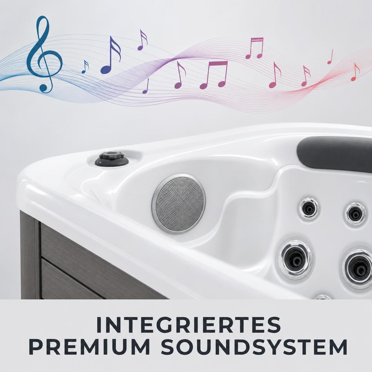Integriertes Premium Soundsystem im Whirlpool von World One Spa